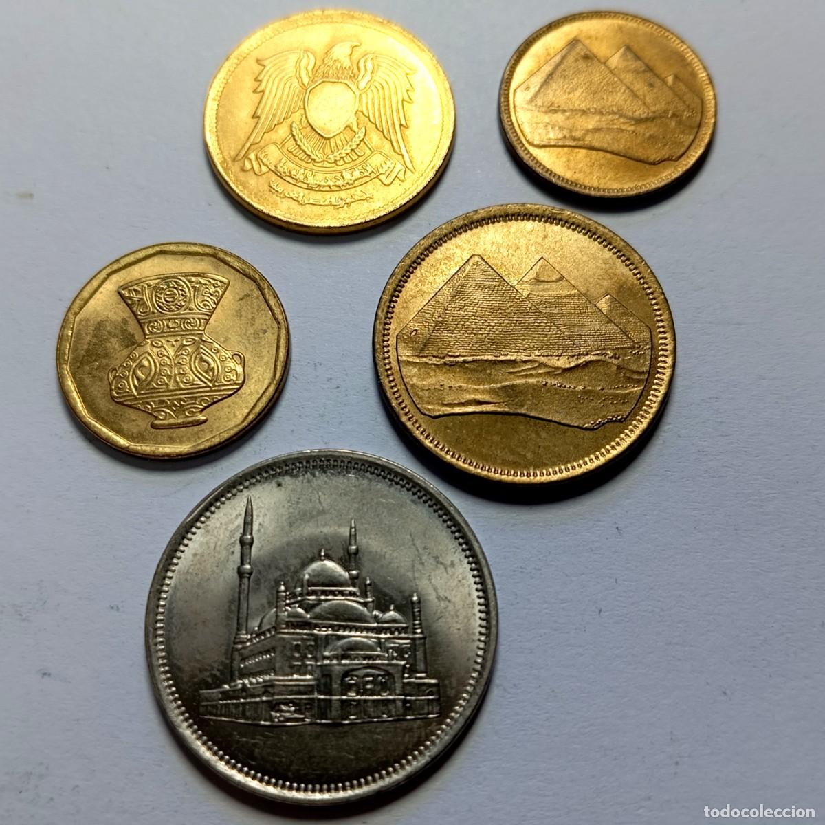 Monedas antiguas de &Aacute;frica: ⚜️ K02 094. Egipto. Lote de 5 monedas diferentes. 17 g