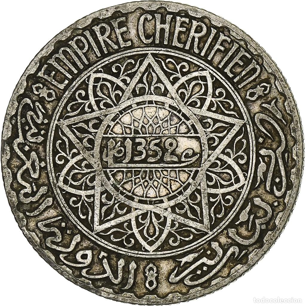 Monedas antiguas de &Aacute;frica: [#1213186] Marruecos, Mohammed V, 5 Francs, AH 1352/1933, Paris, Plata, MBC