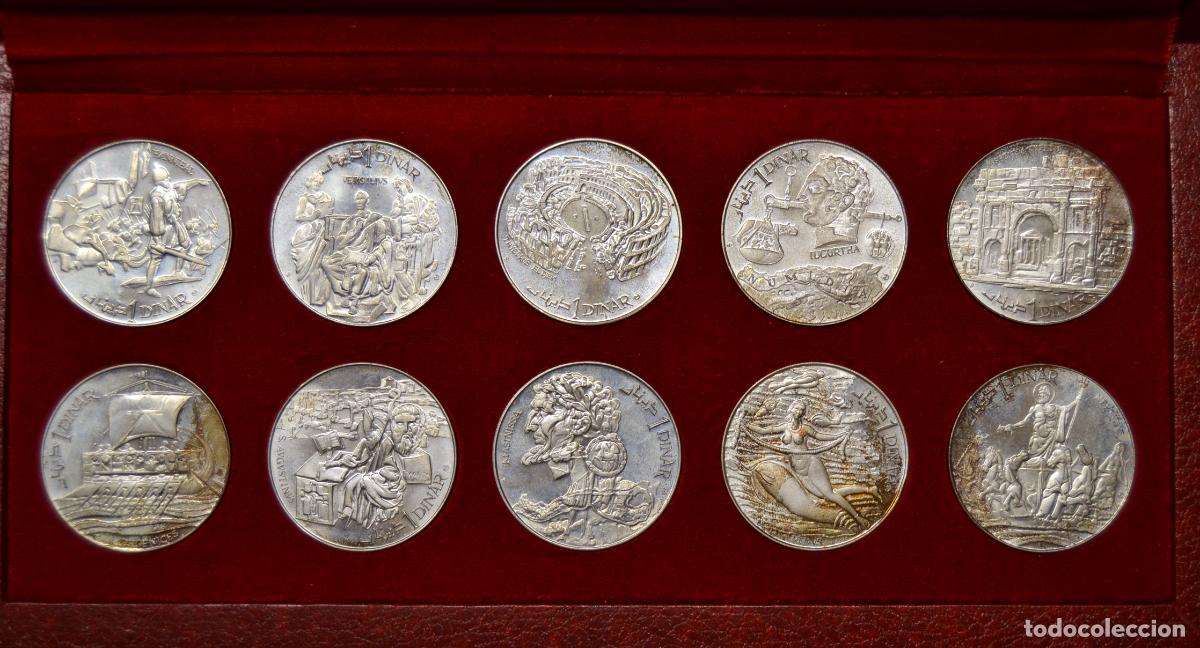 Monedas antiguas de &Aacute;frica: T&Uacute;NEZ - LOTE 10 MONEDAS EN PLATA DE 1 DINAR A&Ntilde;O 1969 EN ESTUCHE OFICIAL - LOTE 5674