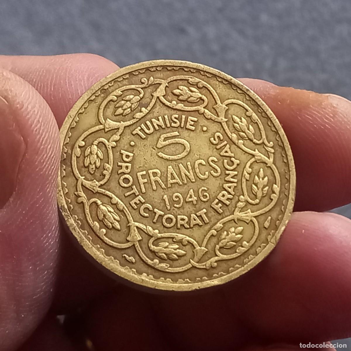 Monedas antiguas de &Aacute;frica: MONEDA DE T&Uacute;NEZ 5 FRANCS 1946 (1365) - Muhammad VIII KM# 273, VF.