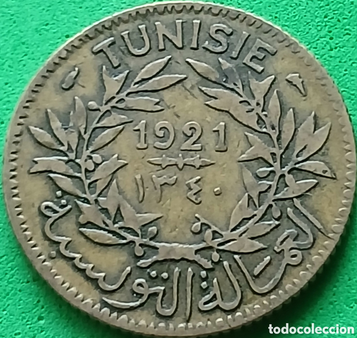 Monedas antiguas de &Aacute;frica: T&uacute;nez 1 franco 1921 km#247