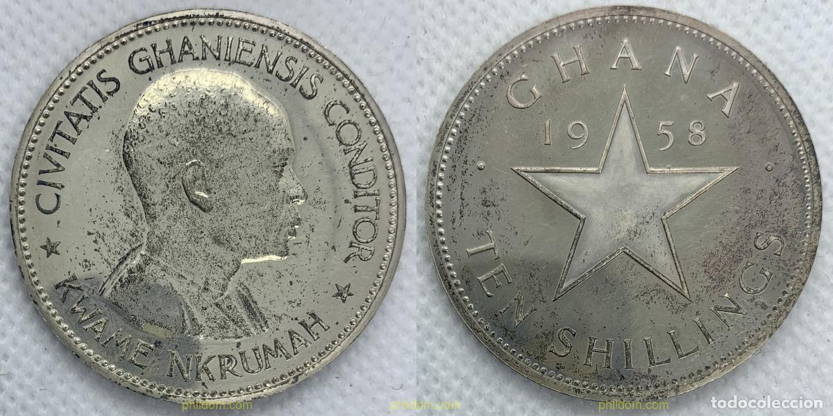 Monedas antiguas de &Aacute;frica: 2408 GHANA 1958 GHANA 1958 10 SHILLINGS