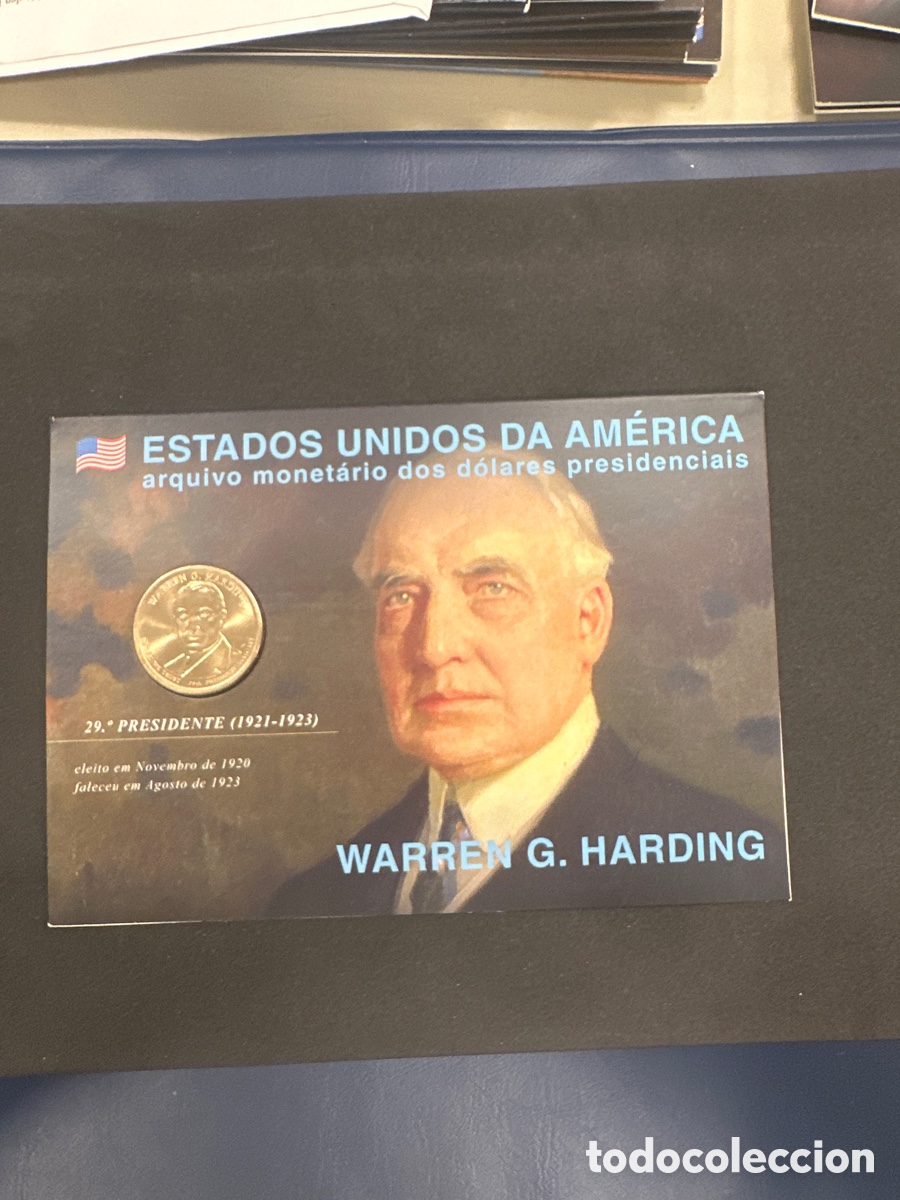 Monedas antiguas de &Aacute;frica: Moneda de 1 dollar de Estados Unidos presidente Warren G. Harding en cartera a&ntilde;o 2014