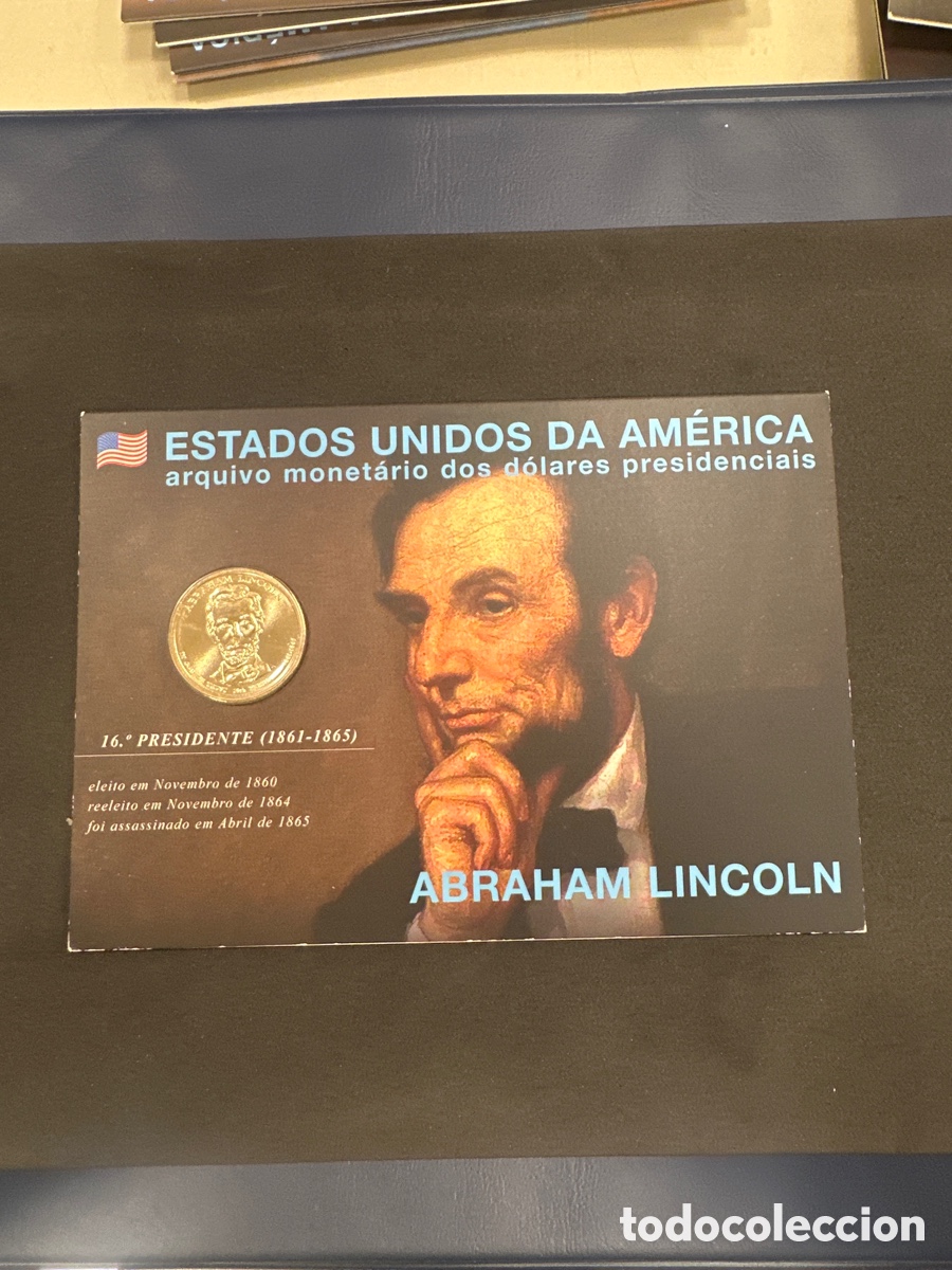 Monedas antiguas de &Aacute;frica: Moneda de 1 dollar de Estados Unidos presidente Abraham Lincoln en cartera a&ntilde;o 2010
