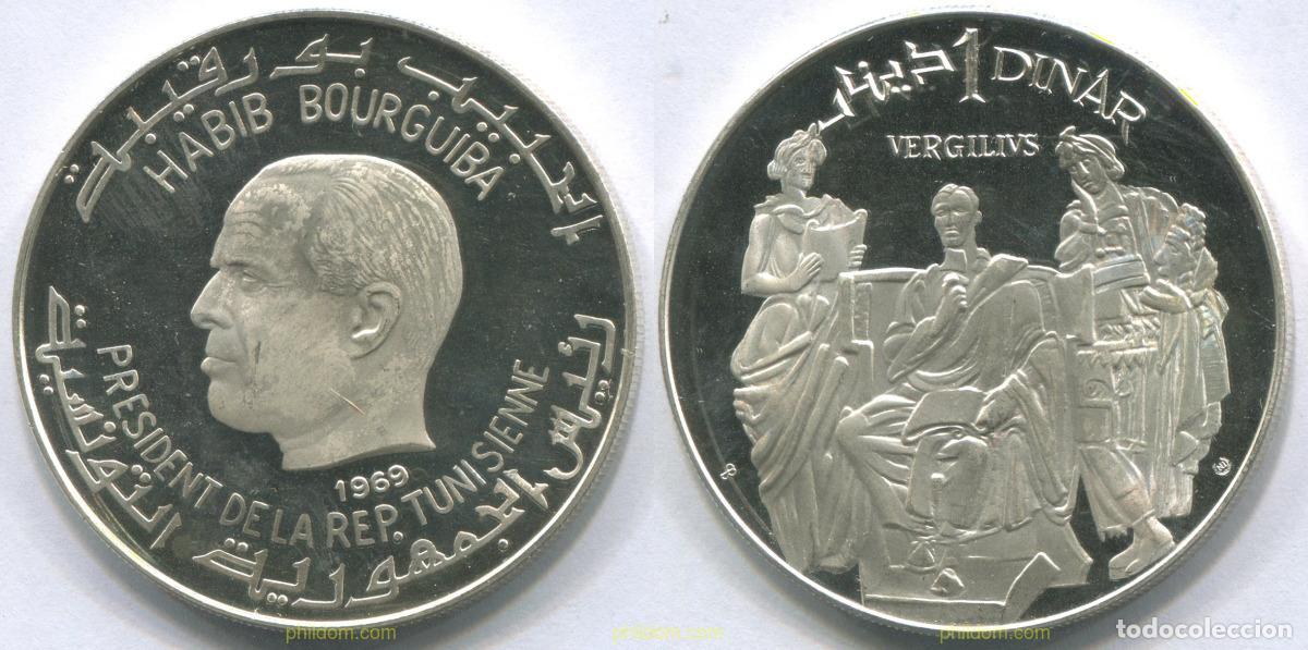 Monedas antiguas de &Aacute;frica: 2964 TUNEZ 1969 TUNEZ 1 DINAR 1969 VERGILIUS