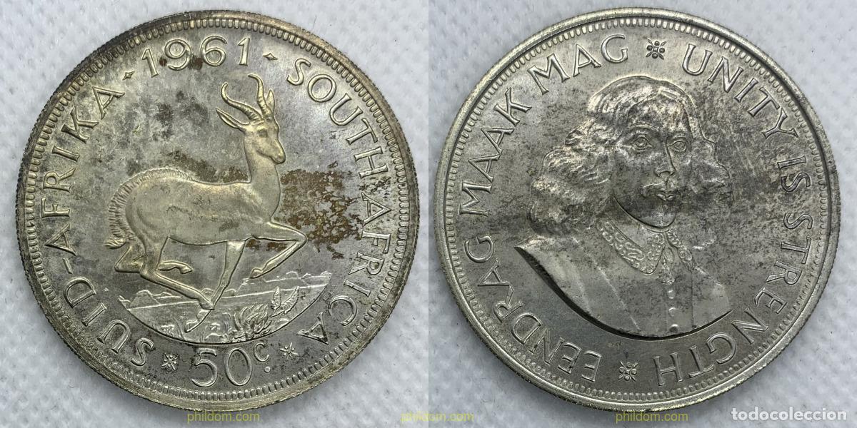 Monedas antiguas de &Aacute;frica: 2398 SUDAFRICA 1961 SOUTH AFRICA 50 CENTS 1961 SILVER