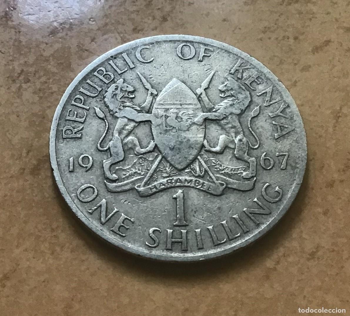 Monedas antiguas de &Aacute;frica: 1 chel&iacute;n de Kenia. A&ntilde;o 1967