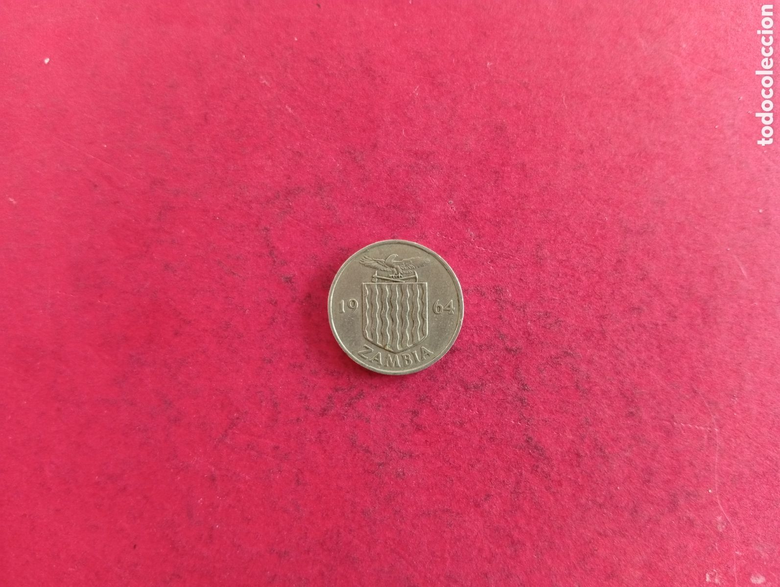 Monedas antiguas de &Aacute;frica: 6 peniques de Zambia 1964