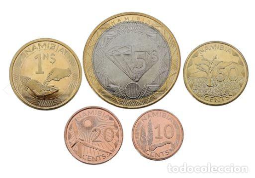 Monedas antiguas de &Aacute;frica: Namibia Set 5 monedas 10 20 50 Centavos 1 5 D&oacute;lares 2025 Km Nuevo Sc Unc