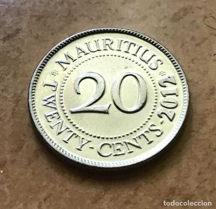 Monedas antiguas de &Aacute;frica: 20 centavos de Islas Mauricio. A&ntilde;o 2012