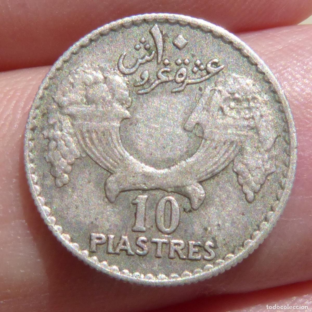 Monedas antiguas de &Aacute;frica: Moneda de 10 Piastres, 1929, Republique Libanaise, 2,03gr, 17mm. Libano, plata.