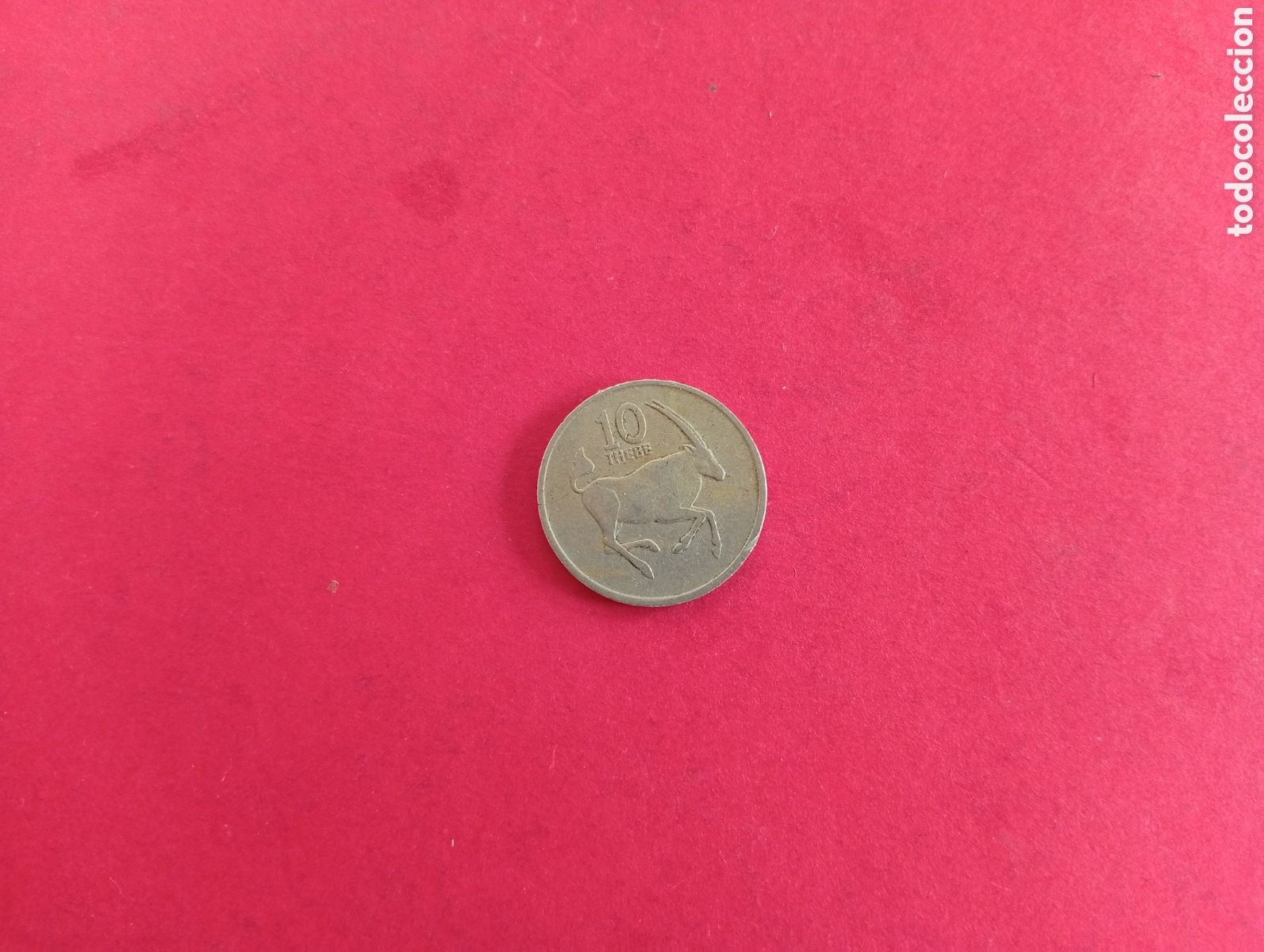 Monedas antiguas de &Aacute;frica: 10 thebe de Botswana 1977