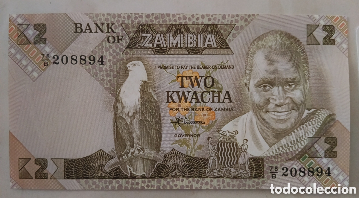 Monedas antiguas de &Aacute;frica: Zambia 2kwacha 1986-88 SC UNC