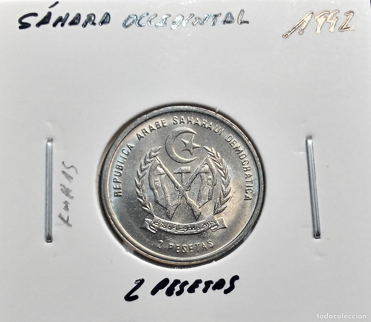 Monedas antiguas de &Aacute;frica: S&Aacute;HARA OCCIDENTAL / REP&Uacute;BLICA ARABE SAHARAUI 2 PESETAS 1992 KM#15 SC UNC.