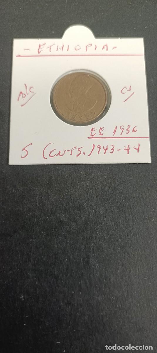 Monedas antiguas de &Aacute;frica: ETHIOPIA 5 CENTIMOS 1943-44 (EE1936) BC KM=33 (COBRE)