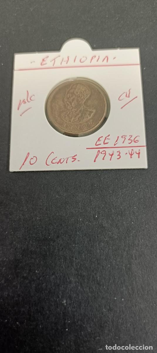 Monedas antiguas de &Aacute;frica: ETHIOPIA 10 CENTIMOS 1943-44 (EE1936) BC KM=34 (COBRE)
