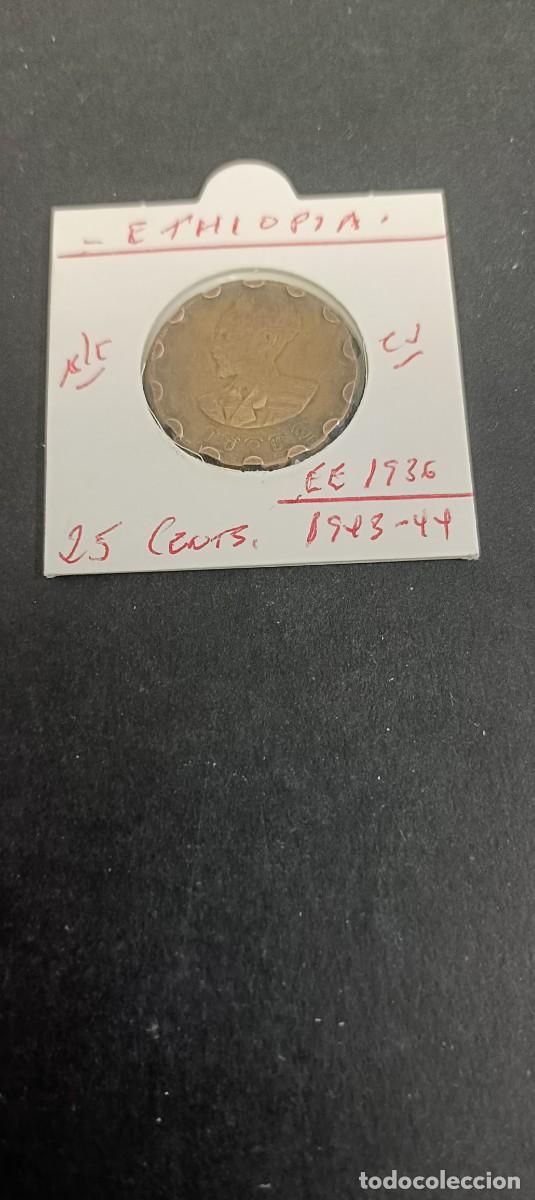 Monedas antiguas de &Aacute;frica: ETHIOPIA 25 CENTIMOS 1943-44 (EE1936) BC KM=36 (COBRE)