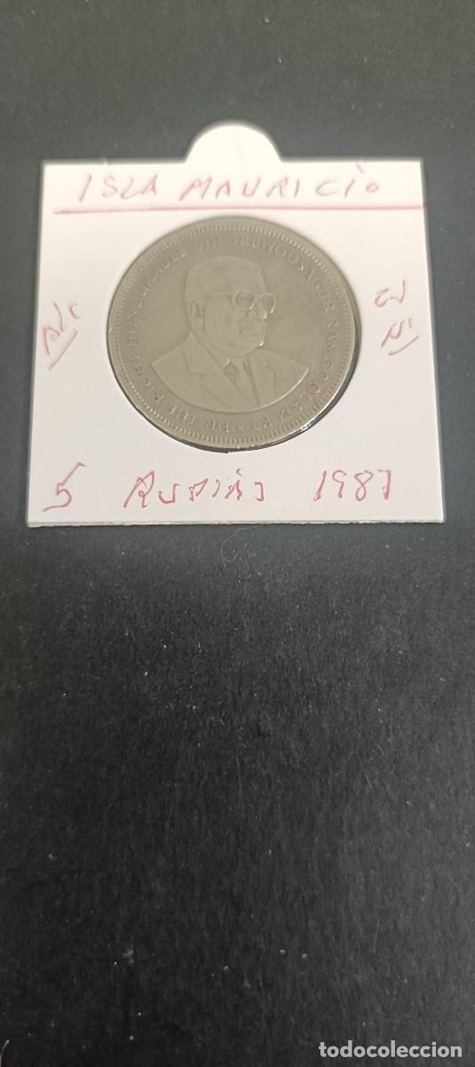 Old Coins of Africa: ISLA MAURICIO 5 RUPIAS 1987 BC KM=56 (CUPRONIQUEL)
