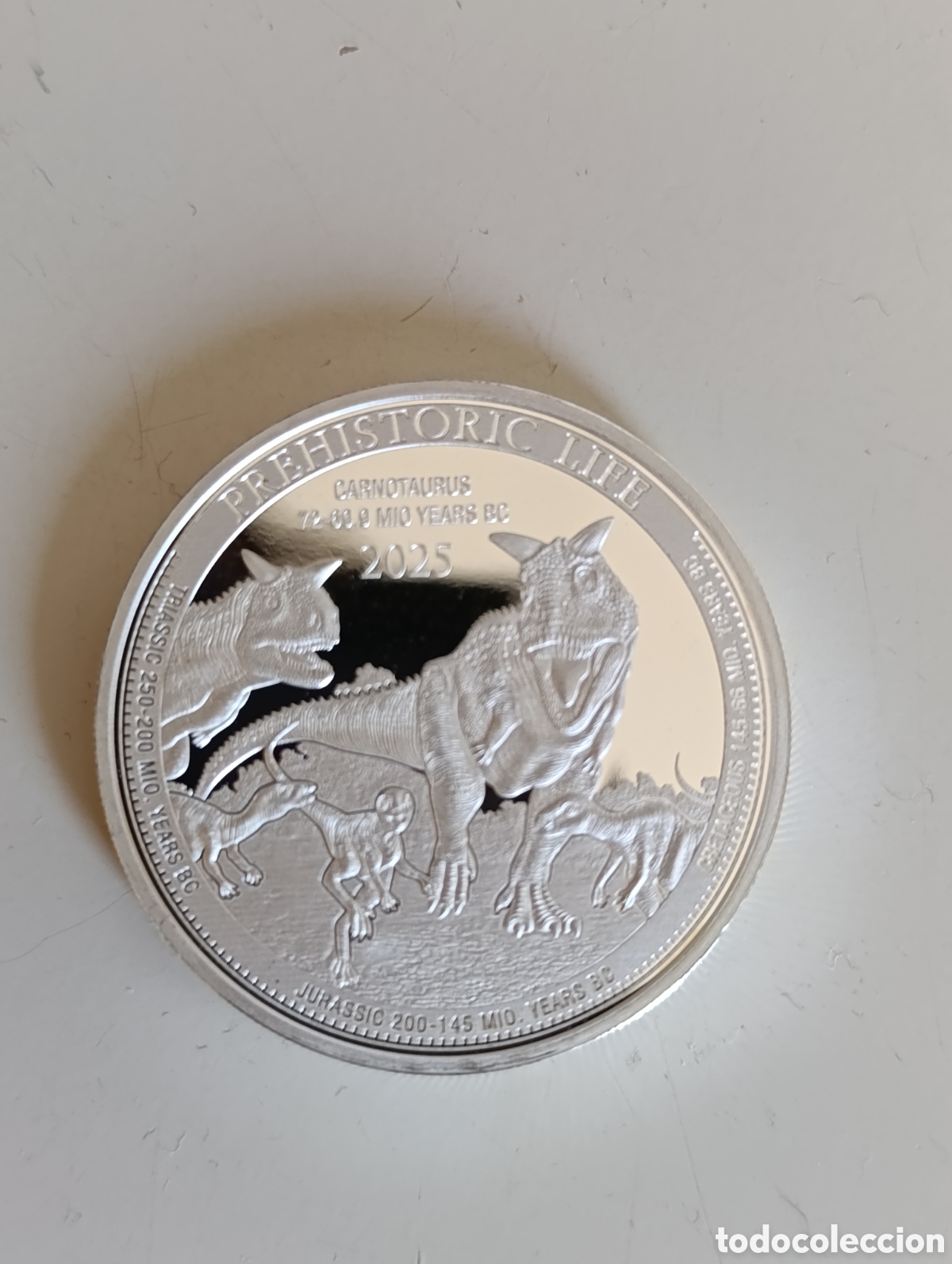 Monedas antiguas de &Aacute;frica: 20 Francos Rep&uacute;blica Democr&aacute;tica del Congo 2025 - 1 oz Plata .999 - Serie Vida Prehist&oacute;rica