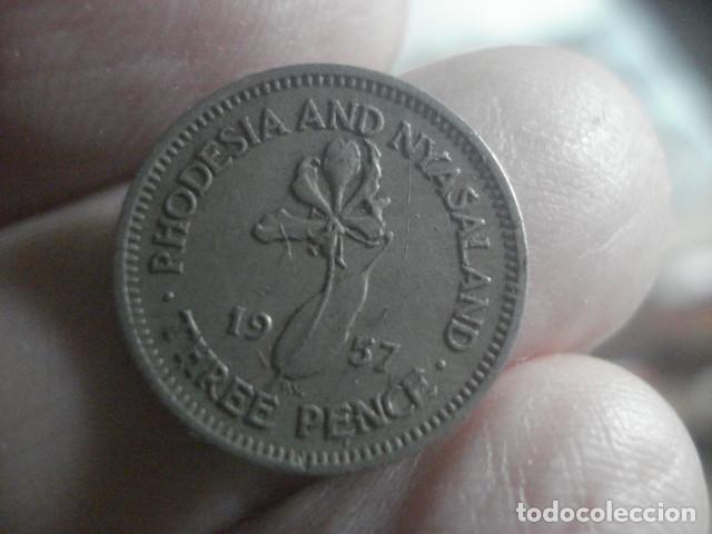 Monedas antiguas de &Aacute;frica: RODESIA Y NYASALAND - 3 PENNY A&Ntilde;O 1957