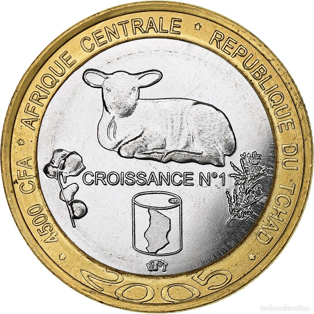 Monedas antiguas de &Aacute;frica: [#1027144] Chad, 4500 CFA Francs-3 Africa, 2005, Bimet&aacute;lico, SC
