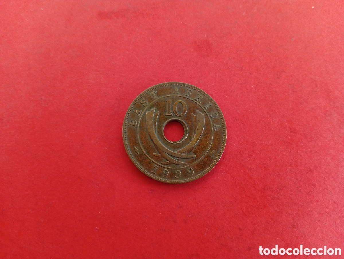 Monedas antiguas de &Aacute;frica: 10 cents &Aacute;frica Este brit&aacute;nica 1939