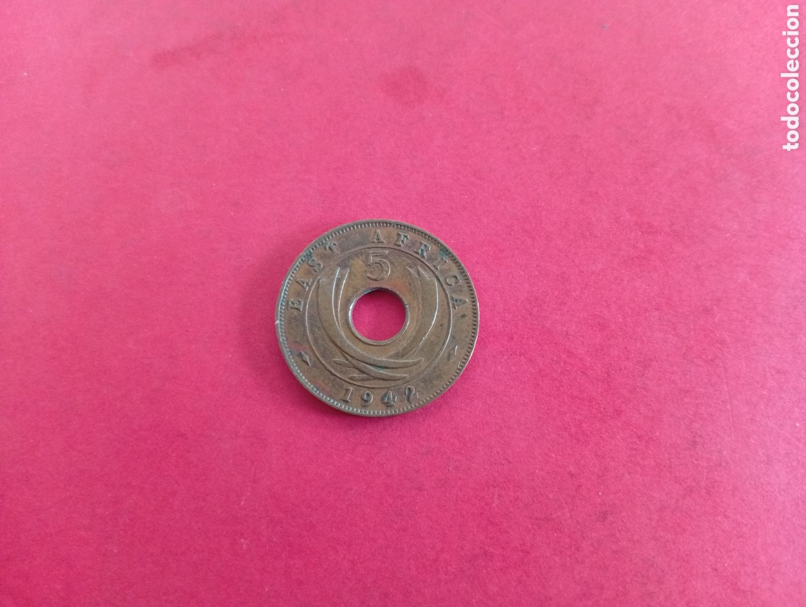 Monedas antiguas de &Aacute;frica: 5 cents &Aacute;frica Este brit&aacute;nica 1942