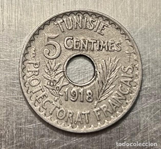 Monedas antiguas de &Aacute;frica: 5 CENTIMES 1918 TUNEZ