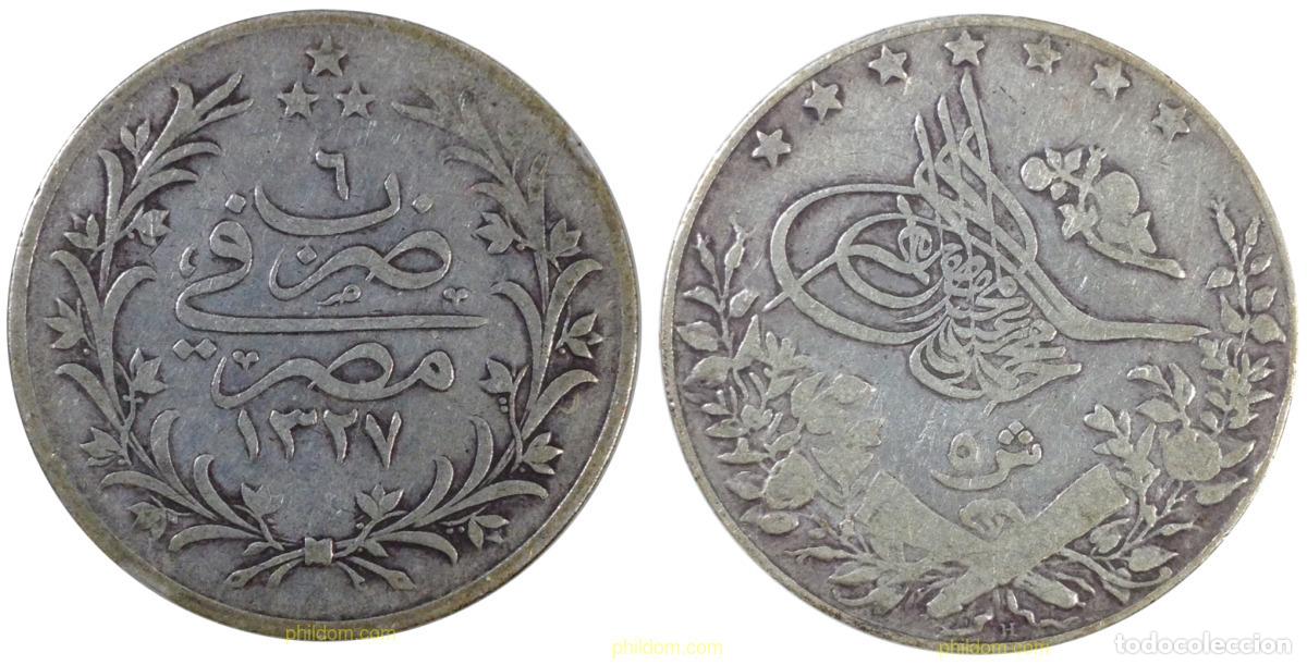 Monedas antiguas de &Aacute;frica: 1414 EGIPTO 1911 EGYPT 5 QIRSH 1327 (1911)