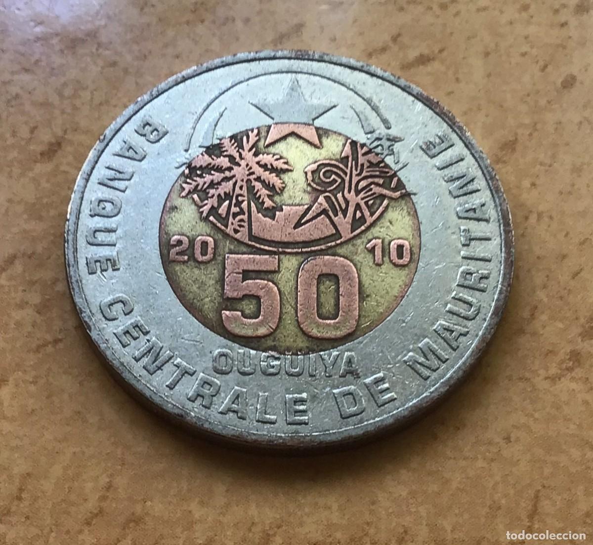 Monedas antiguas de &Aacute;frica: 50 ouguiya de Mauritania. A&ntilde;o 2010