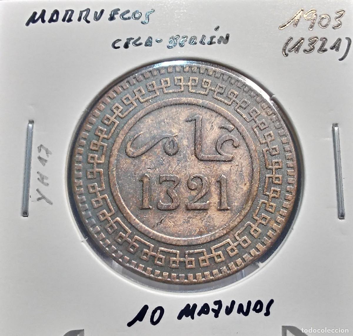 Monedas antiguas de &Aacute;frica: MARRUECOS 10 MAZUMAS 1903 (1321) Y#17 MBC CECA BERL&Iacute;N.