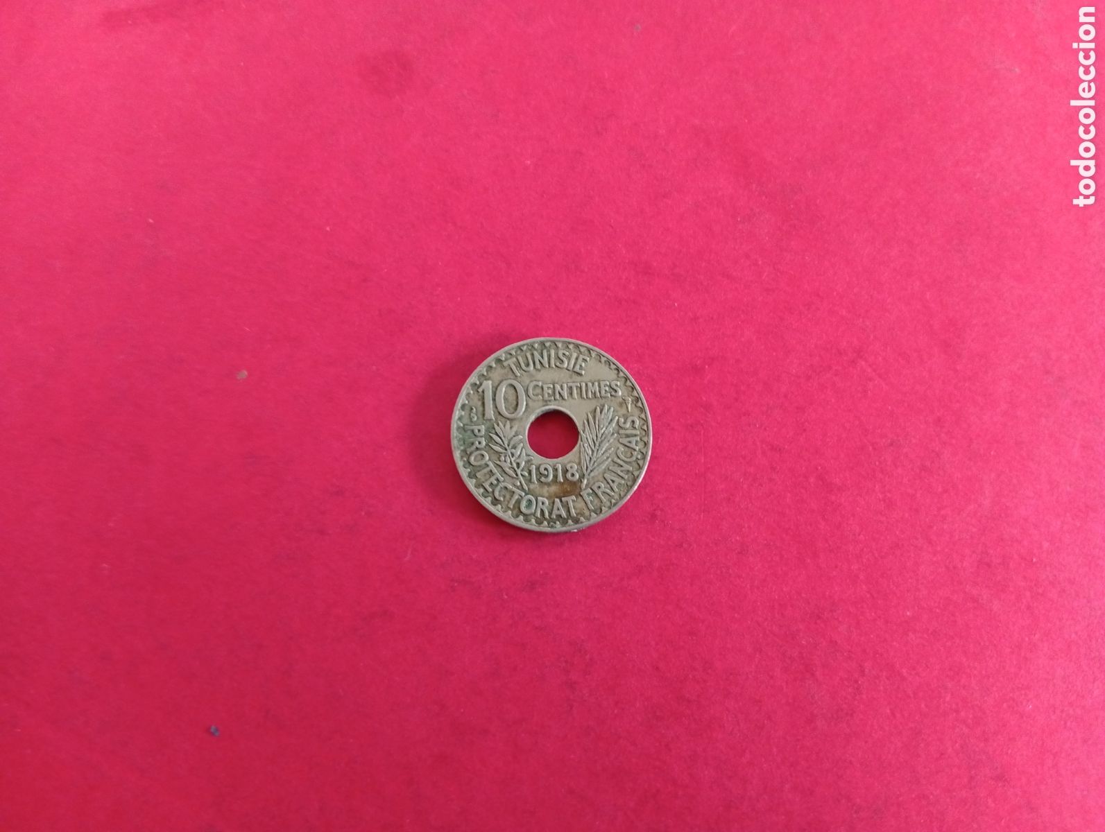 Monedas antiguas de &Aacute;frica: 10 centimes de T&uacute;nez 1918