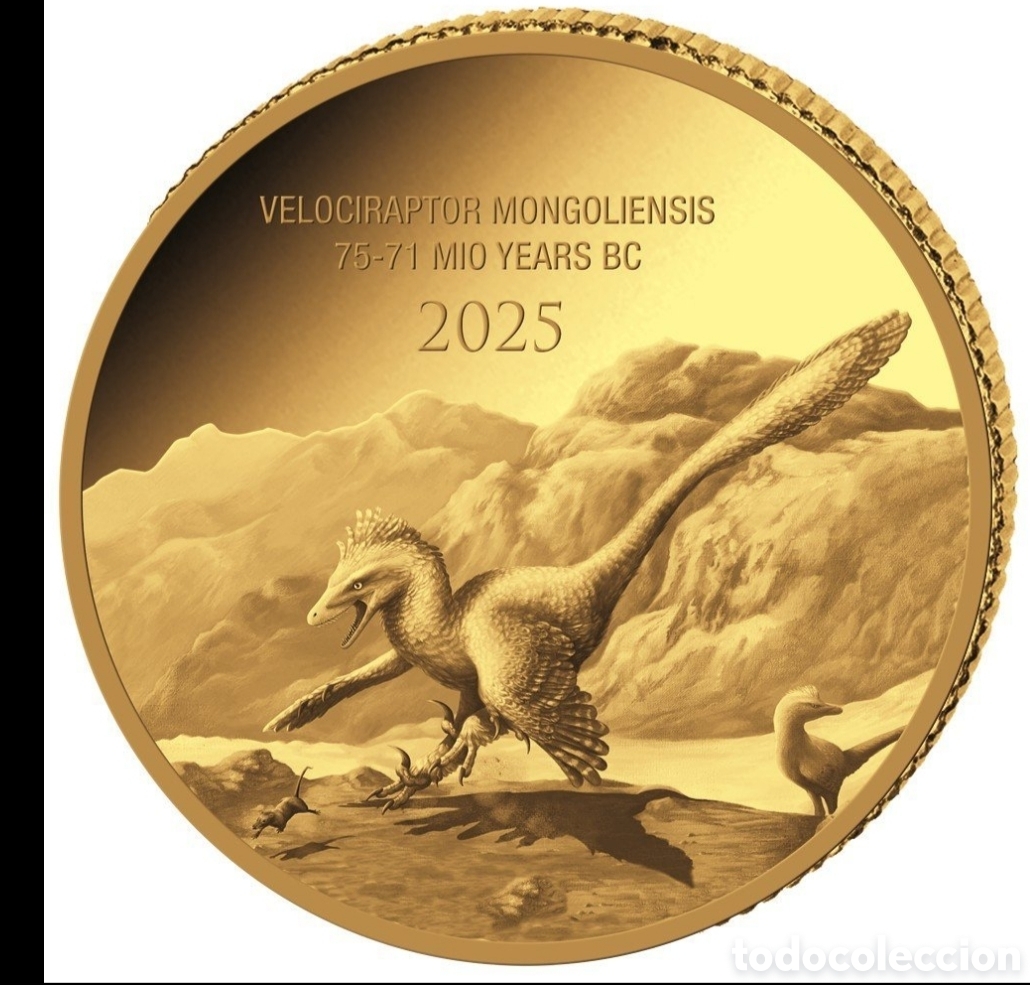 Monedas antiguas de &Aacute;frica: 0,5 Gramm - Oro .999 - 2025 Prehistoric Life II Velociraptor Mongoliensis PP