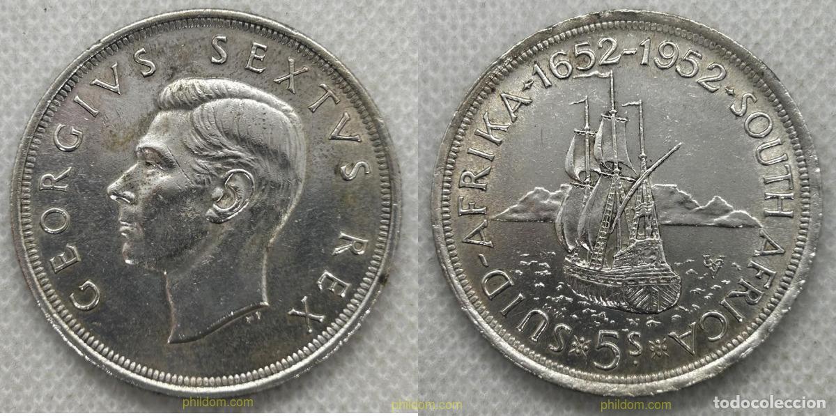 Monedas antiguas de &Aacute;frica: 5354 SUDAFRICA 1952 SUD&Aacute;FRICA 5 SHILLINGS DE GEORGE VI