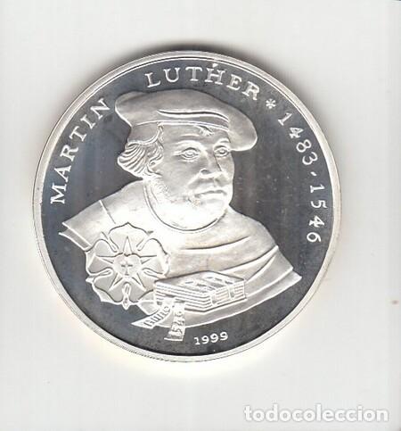 Monedas antiguas de &Aacute;frica: TOGO. Moneda de 1.000 Fr. de Plata 'MARTIN LUTERO' de 1999. Sin circular-Proof.