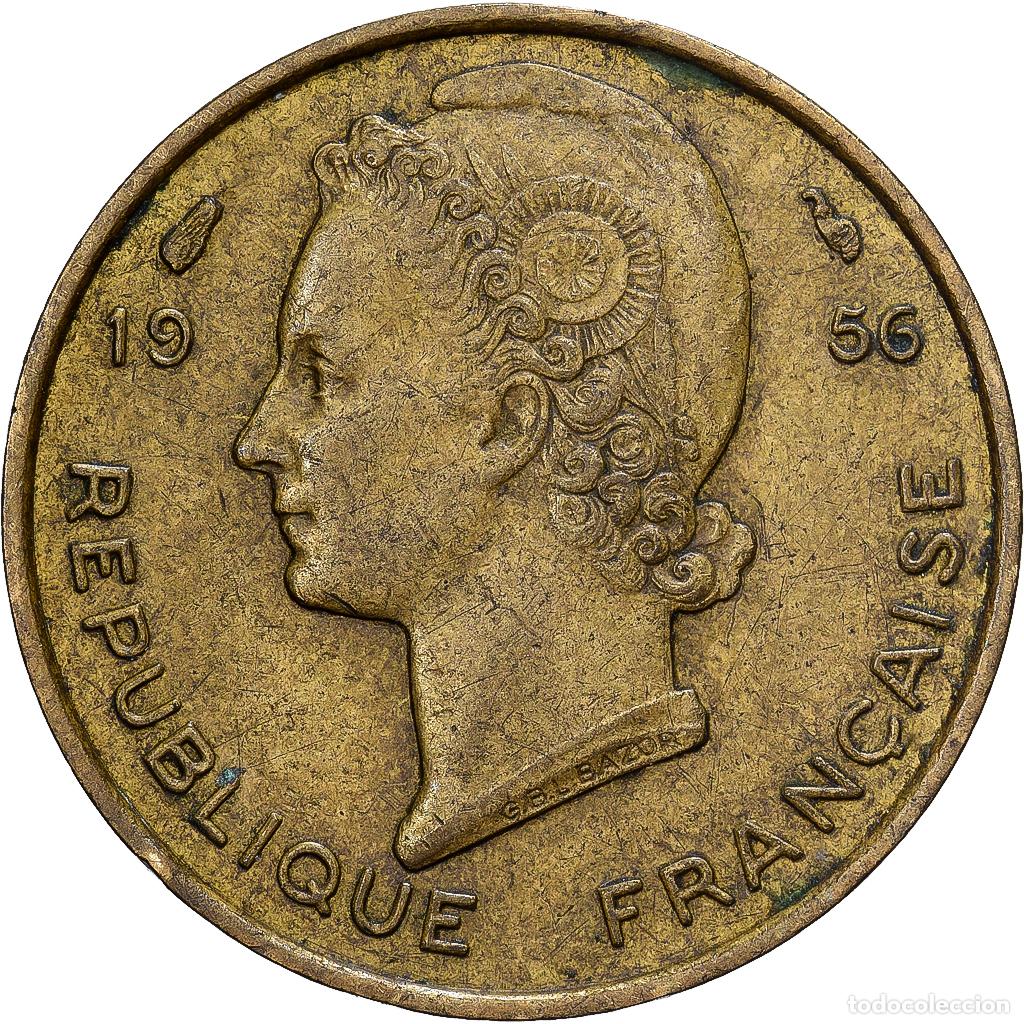 Monedas antiguas de &Aacute;frica: [#1513152] &Aacute;frica oriental francesa, 5 Francs, 1956, Aluminio - bronce, MBC, KM:5