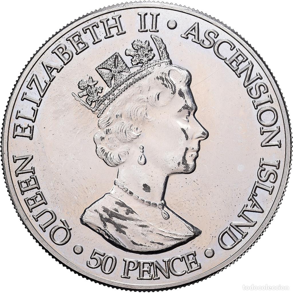Monedas antiguas de &Aacute;frica: [#1513238] Isla Ascensi&oacute;n, 50 Pence, 2001, Cupron&iacute;quel, MBC+, KM:14