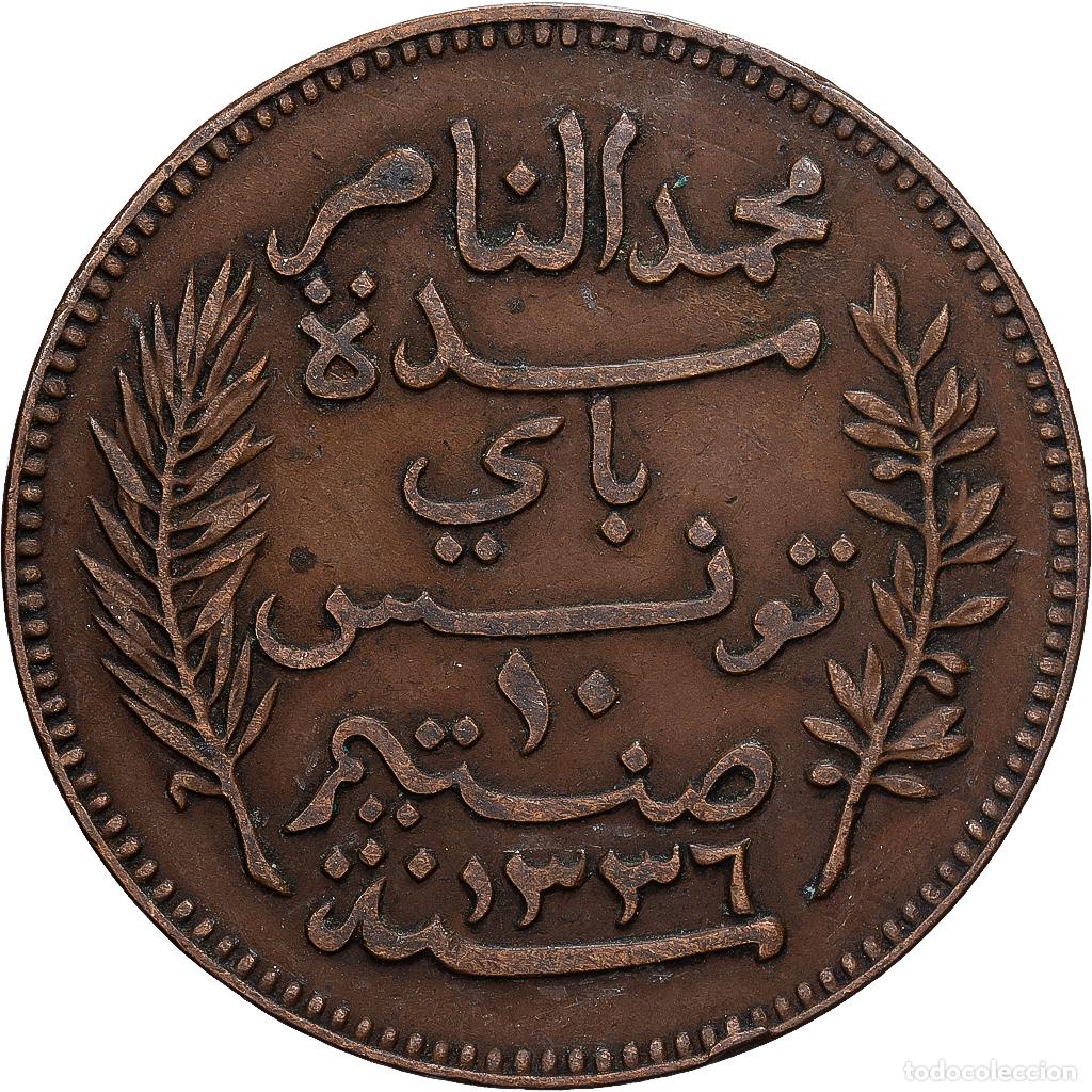 Monedas antiguas de &Aacute;frica: [#1513241] T&uacute;nez, Muhammad al-Nasir Bey, 10 Centimes, 1917, Paris, Bronce, BC+, KM:236