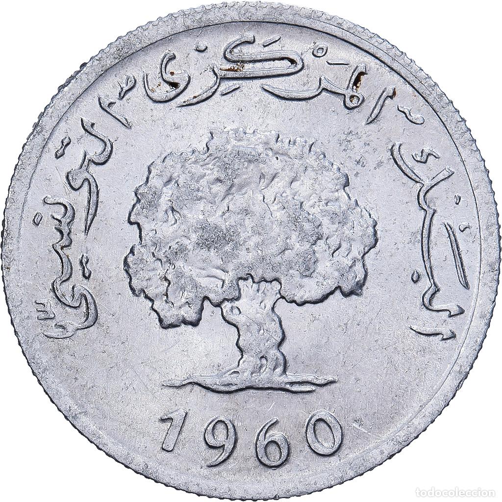 Monedas antiguas de &Aacute;frica: [#1513329] Moneda, T&uacute;nez, 2 Millim, 1960, Paris, BC+, Aluminio, KM:281