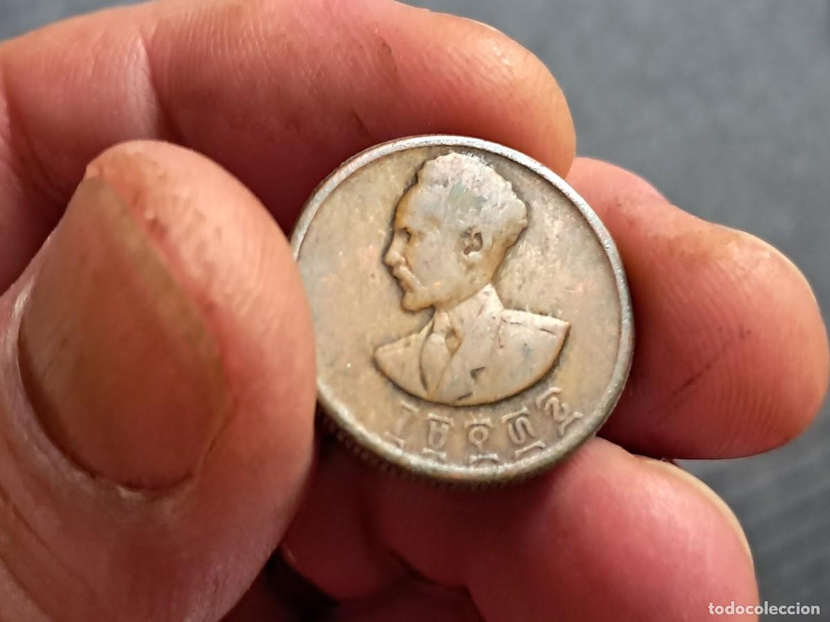 Monedas antiguas de &Aacute;frica: MONEDA DE ETIOP&Iacute;A 10 SANTEEM 1936 (1944) ፲፱፻፴፮ - Haile Selassie I KM# 34, F.