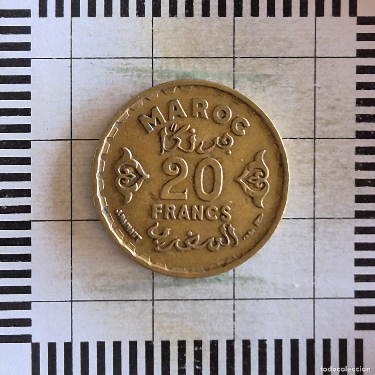 Monedas antiguas de &Aacute;frica: 20 FRANCOS, MARRUECOS. MOHAMED V, 1371 (1952). (Y#50).
