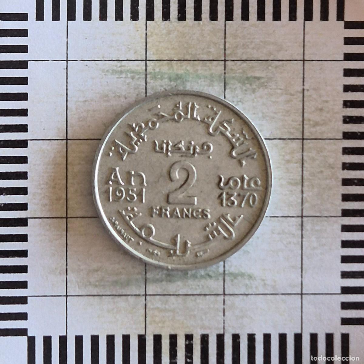 Monedas antiguas de &Aacute;frica: 2 FRANCOS, MARRUECOS. MOHAMED V, 1370 (1951). (Y#47).