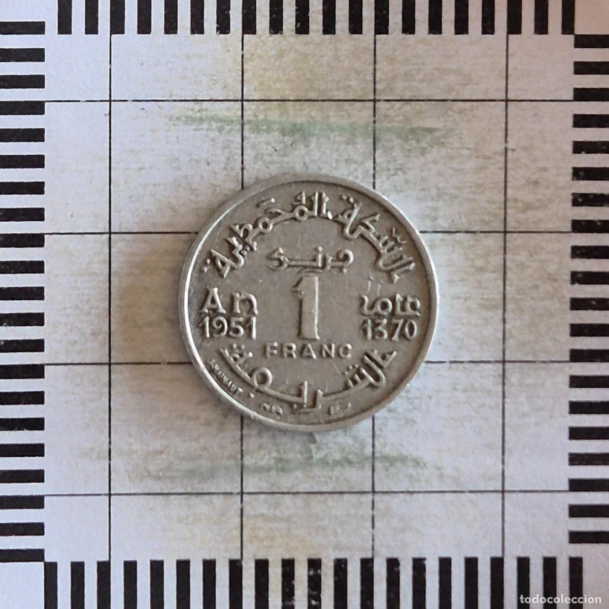 Monedas antiguas de &Aacute;frica: 1 FRANCO, MARRUECOS. MOHAMED V, 1370 (1951). (Y#46).