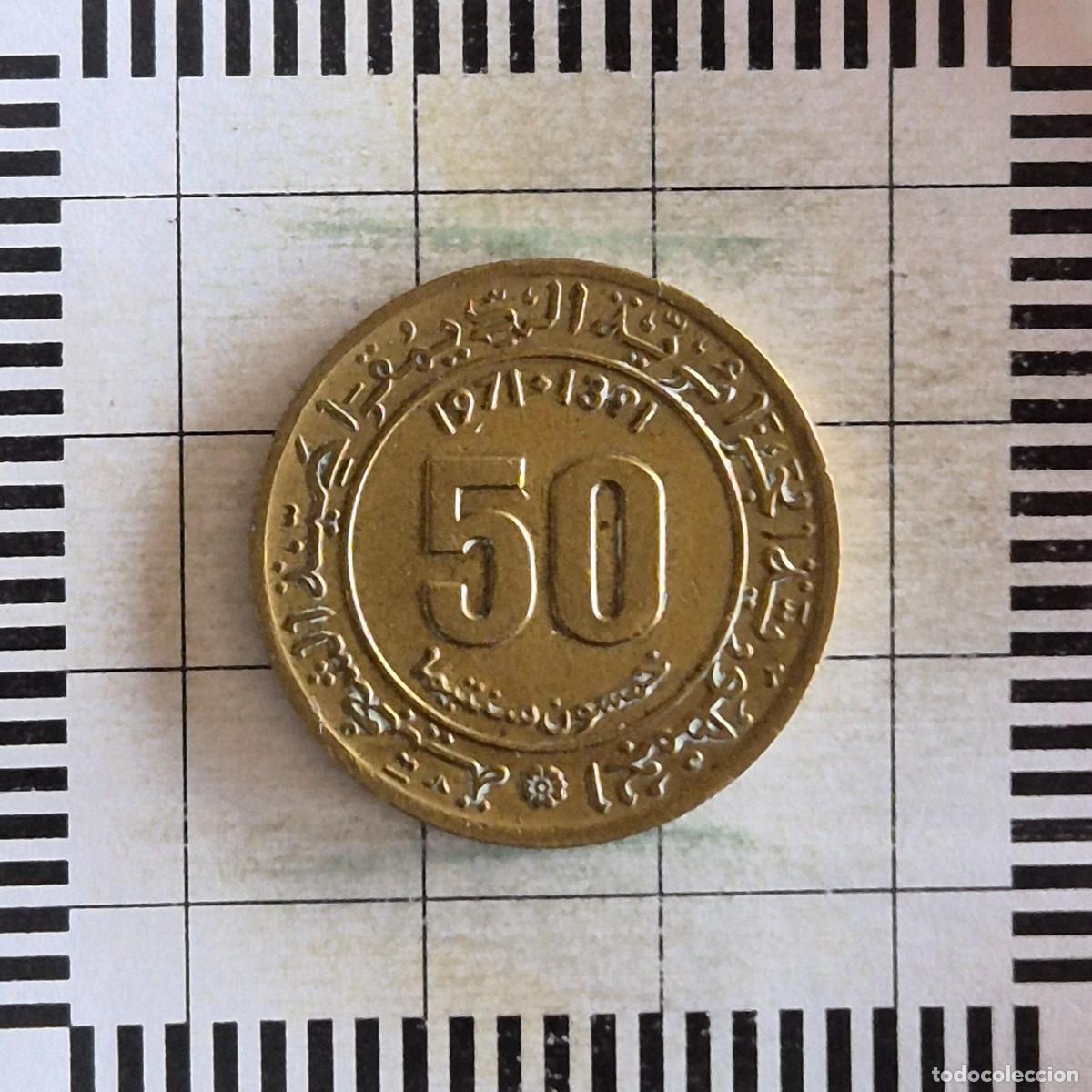 Monedas antiguas de &Aacute;frica: 50 C&Eacute;NTIMOS, ARGELIA. 1391 (1971). (KM#102).
