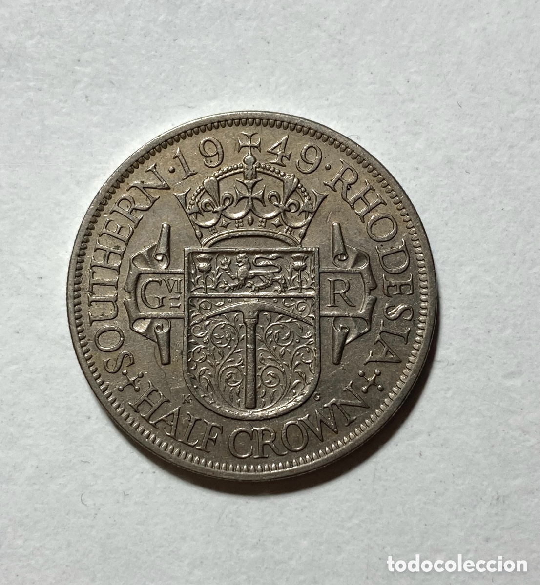 Monedas antiguas de &Aacute;frica: 1/2 corona Rhodesia del Sur 1949. Jorge VI.