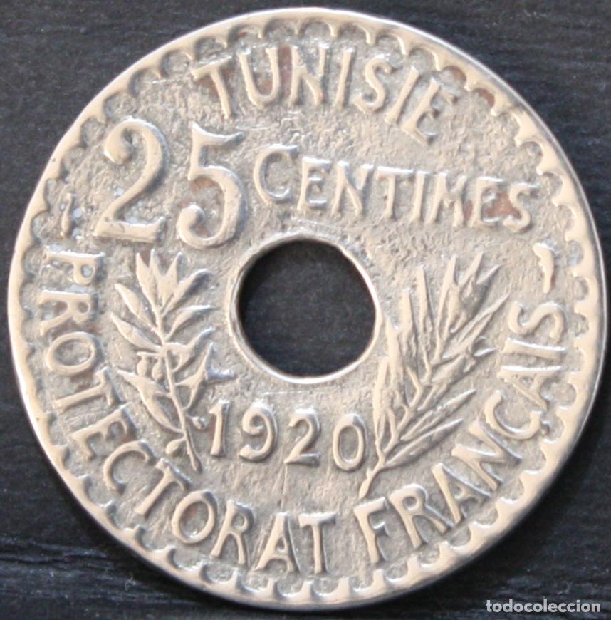 Monedas antiguas de &Aacute;frica: 25 c&eacute;ntimos Tunisie 1920 Protectorado de Francia