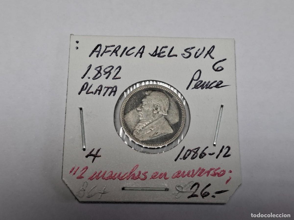 Monedas antiguas de &Aacute;frica: 6 PENCES de PLATA de 1892 KM 4 AFRICA DEL SUR en BC+