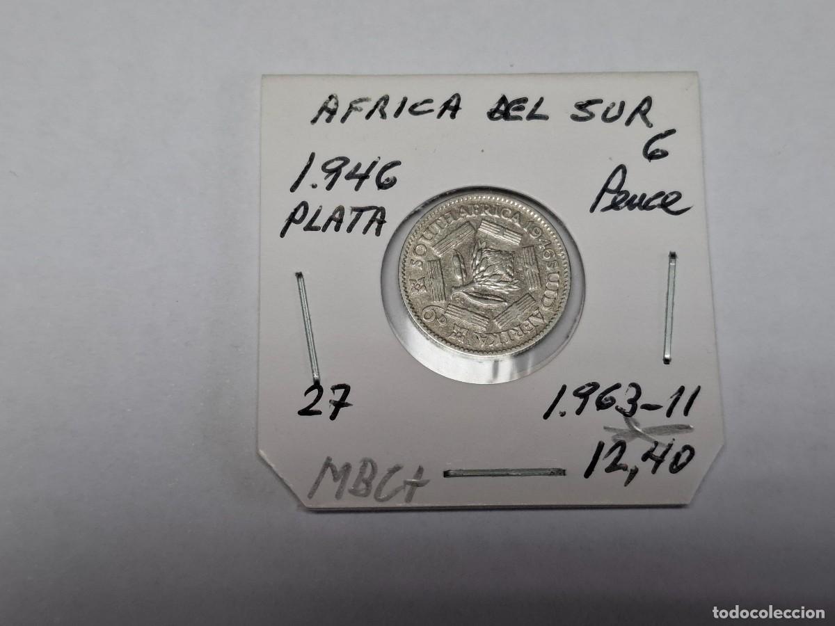 Monedas antiguas de &Aacute;frica: 6 PENCES de PLATA de 1946 KM 27 AFRICA DEL SUR en MBC+