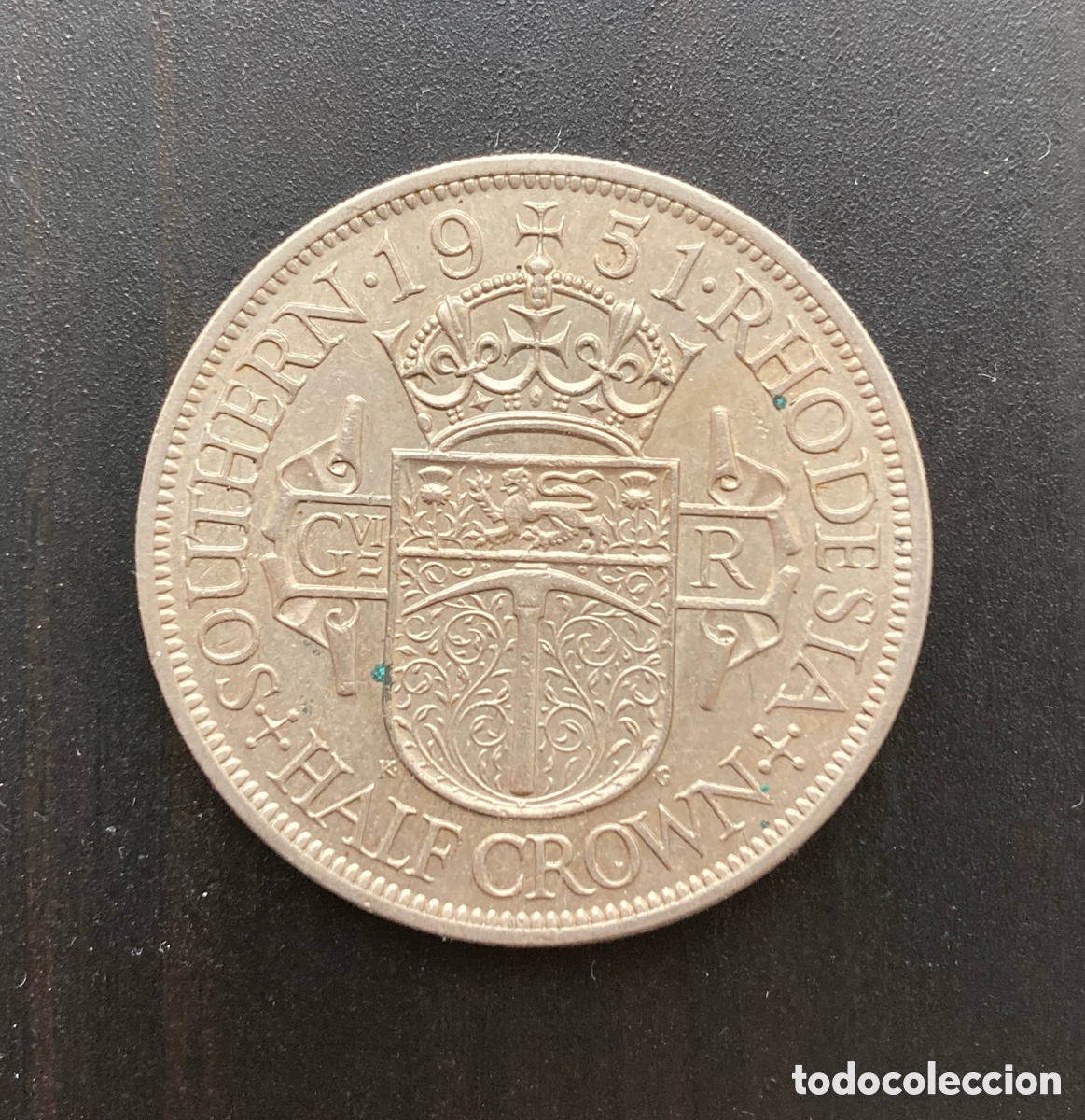 Monedas antiguas de &Aacute;frica: 1/2 corona Rhodesia del Sur 1951. Jorge VI.