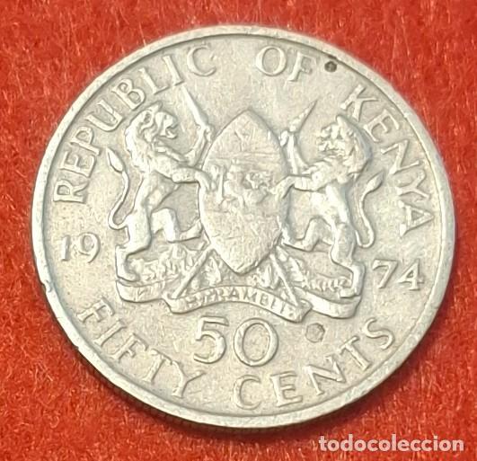 Monedas antiguas de &Aacute;frica: MONEDA DE KENIA 1974- 50 CENTS - COBRE-N&Iacute;QUEL